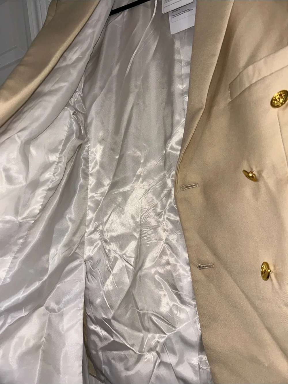 Men's Double-Breasted Cream Suit with Gold Buttons